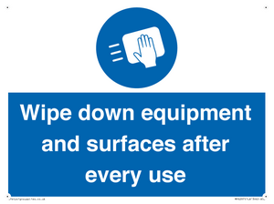 Wipe down equipment and surfaces after every use